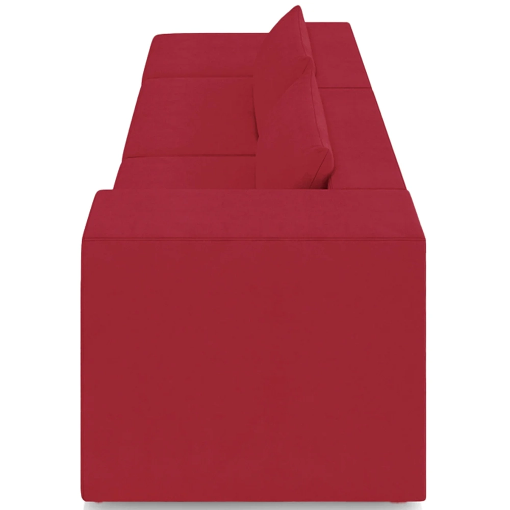 Sofá 5 Lugares 363cm Com Puff Esquerdo Fay Veludo Vermelho Z55 - Mpozenato