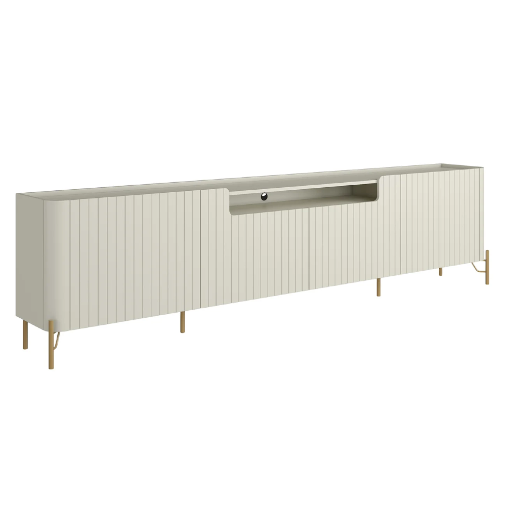 Rack TV 85 Pol 260cm 4 Portas Brise Blen Luna/Dourado I06 - Mpozenato