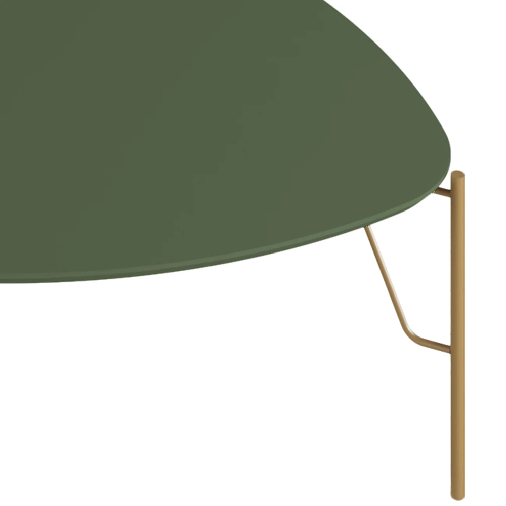Mesa de Centro Baixa Para Sala Pés Metálicos Blen Musgo/Dourado I06 - Mpozenato