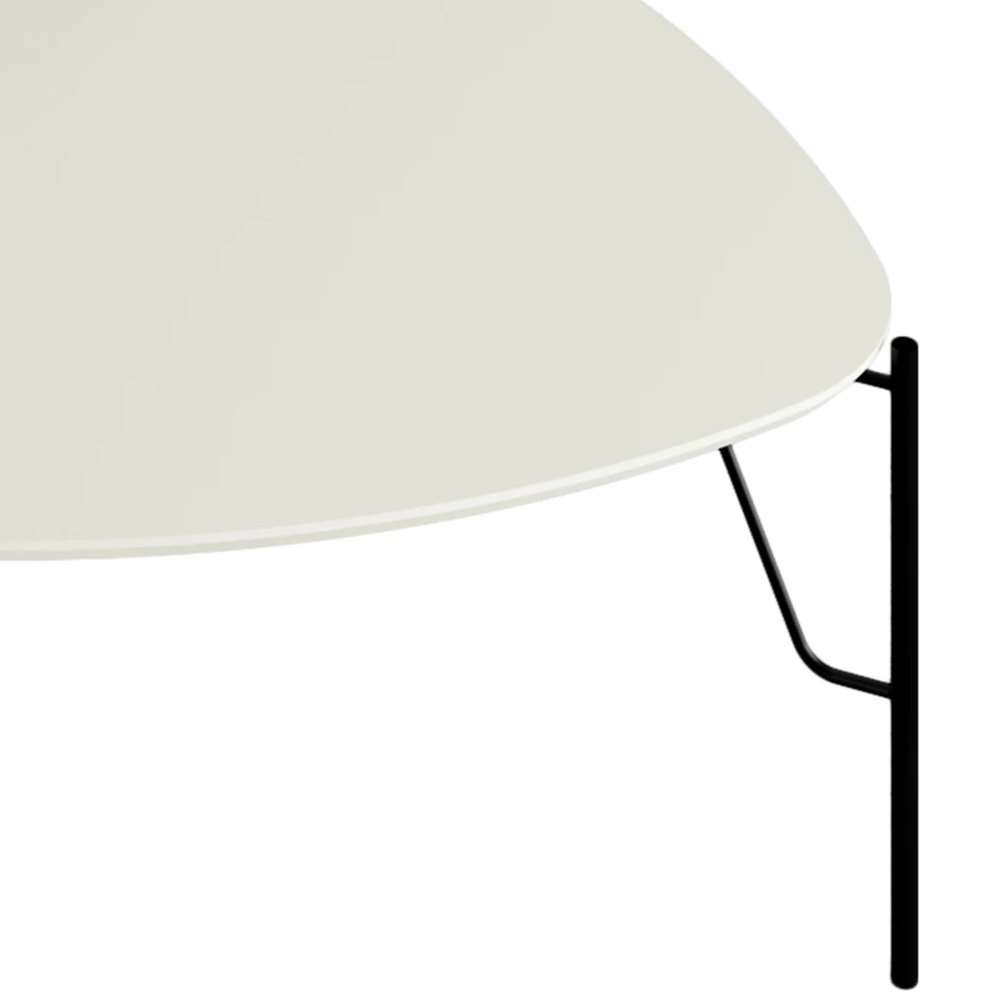 Mesa de Centro Baixa Para Sala Pés Metálicos Blen Luna/Preto I06 - Mpozenato