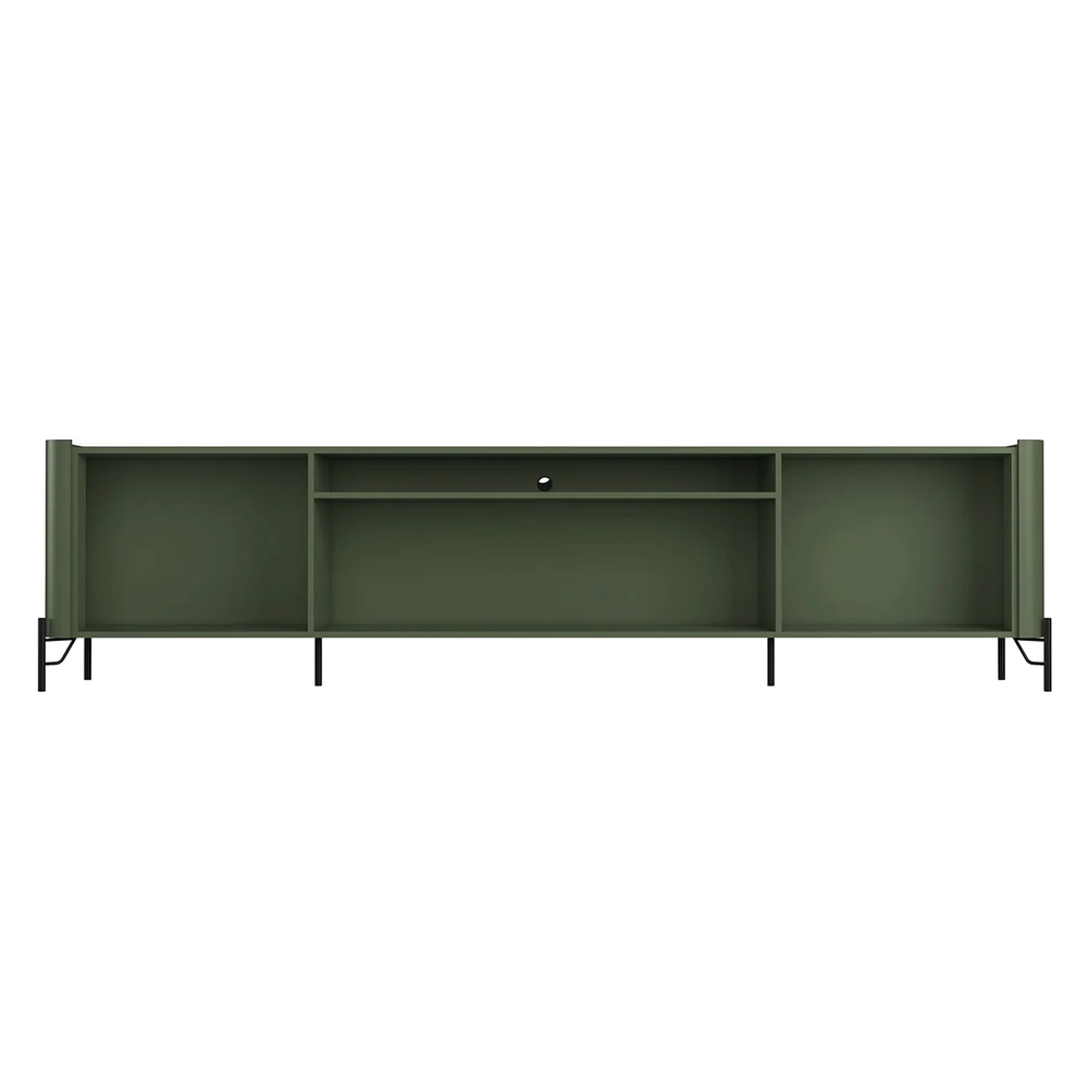 Rack TV 75 Pol 220cm 4 Portas Lisas Blen Musgo/Preto I06 - Mpozenato