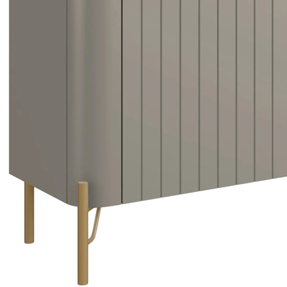 Rack TV 75 Pol 220cm 4 Portas Brise Blen Grigio/Dourado I06 - Mpozenato