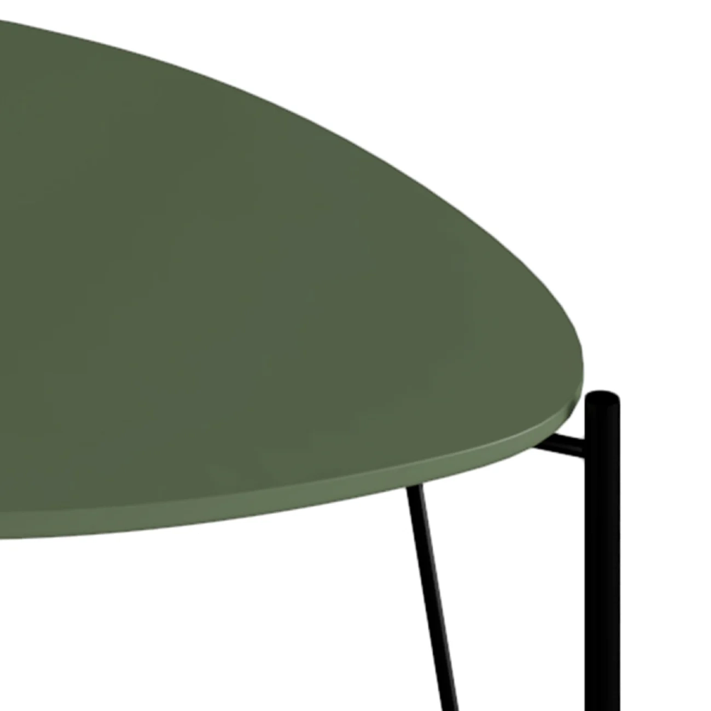 Mesa Lateral Baixa Para Sala Pés Metálicos Blen Musgo/Preto I06 - Mpozenato
