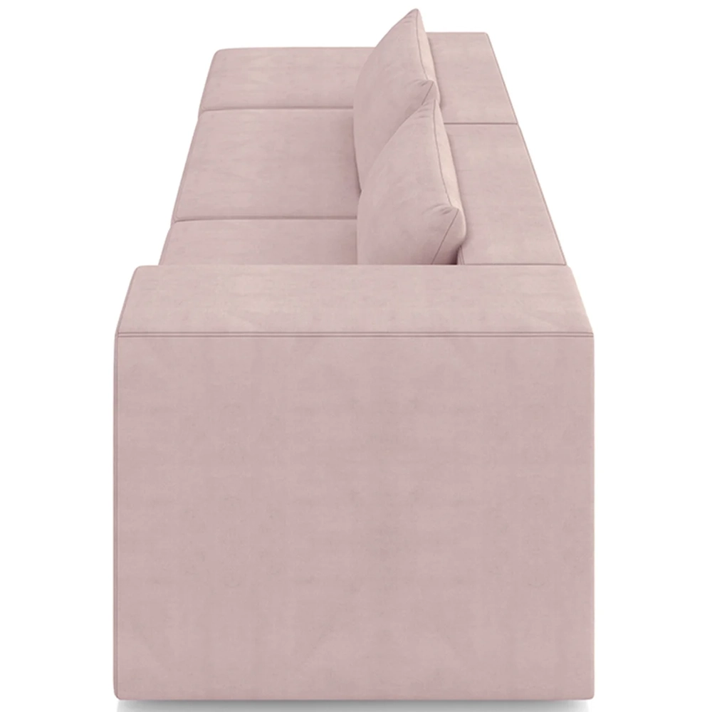 Sofá 4 Lugares 303cm Com Puff Esquerdo Fay Veludo Rose Z55 - Mpozenato