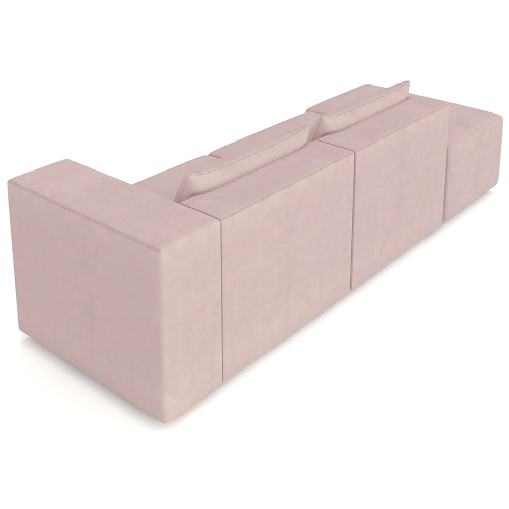 Sofá 4 Lugares 323cm Com Puff Esquerdo Fay Veludo Rose Z55 - Mpozenato