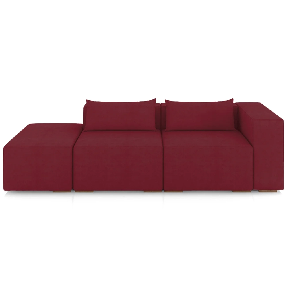 Sofá 4 Lugares 283cm Com Puff Esquerdo Fay Veludo Bordo Z55 - Mpozenato
