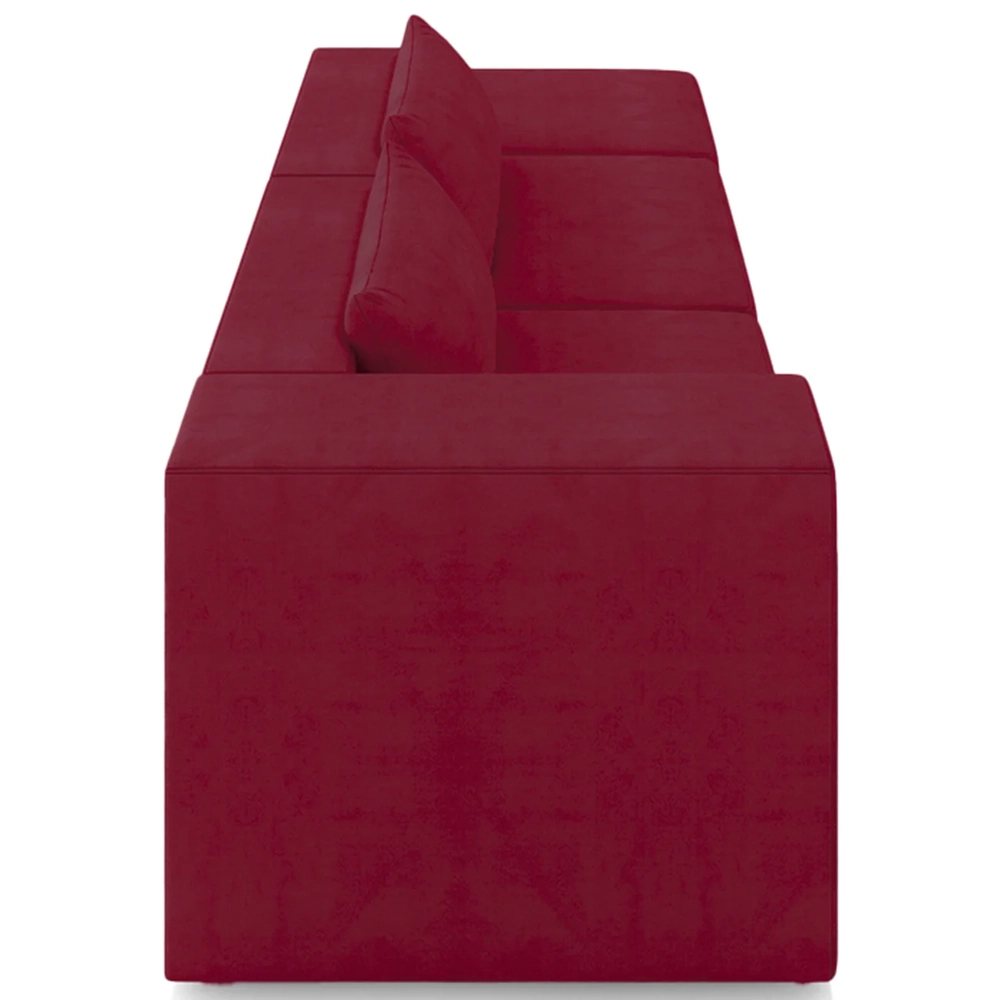 Sofá 4 Lugares 323cm Com Puff Direito Fay Veludo Bordo Z55 - Mpozenato