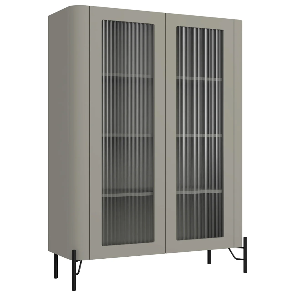 Armário de Cozinha Cristaleira 99cm Blen Grigio/Preto I06 - Mpozenato