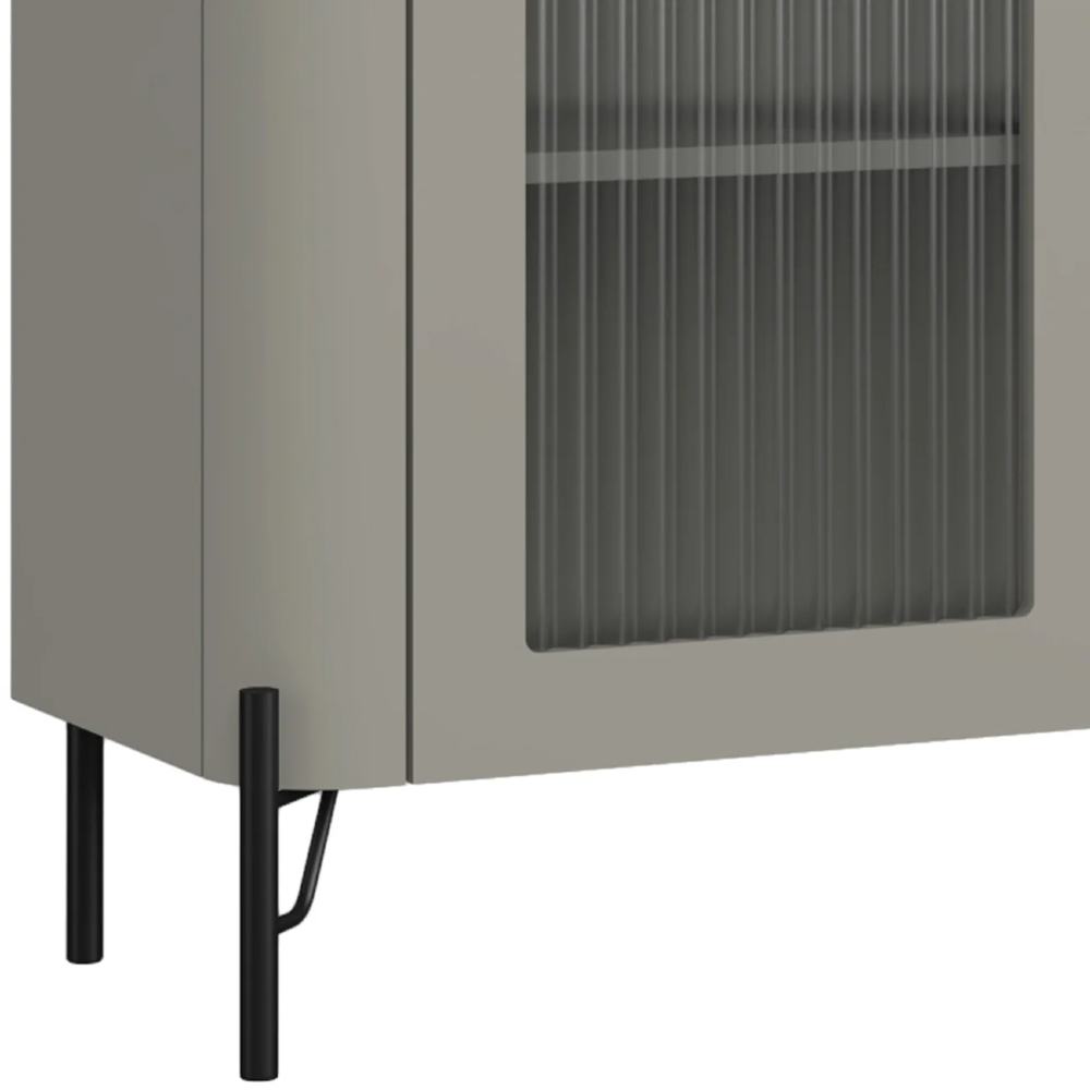 Armário de Cozinha Cristaleira 99cm Blen Grigio/Preto I06 - Mpozenato