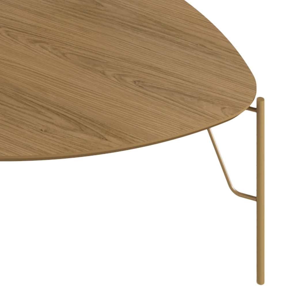 Mesa de Centro Alta Para Sala Pés Metálicos Blen Louro/Dourado I06 - Mpozenato