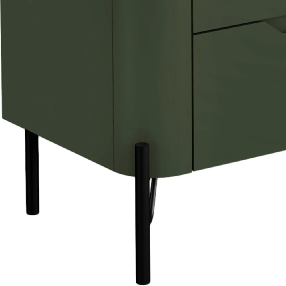 Mesa Cabeceira Quarto 68cm 3 Gavetas Blen Musgo/Preto I06 - Mpozenato