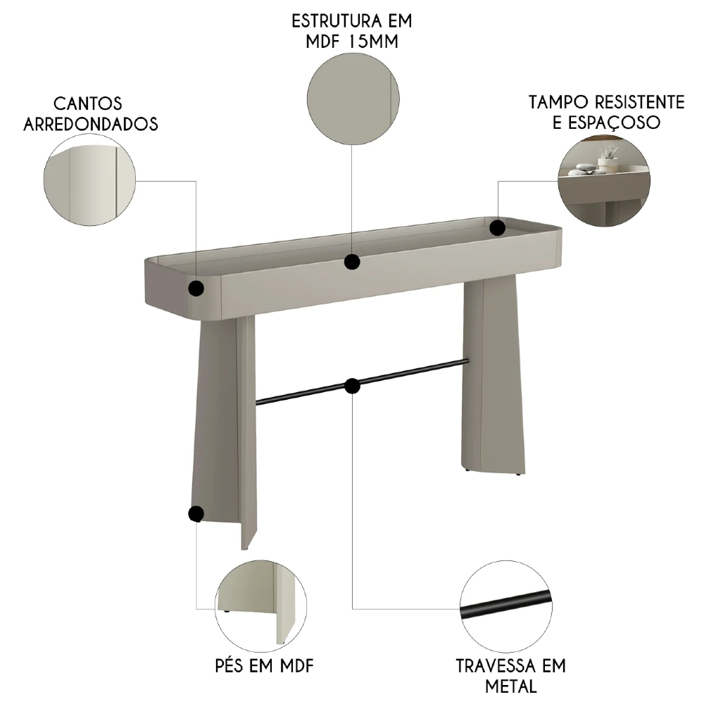 Aparador Sala de Estar Buffet 136cm Blen Grigio/Preto I06 - Mpozenato