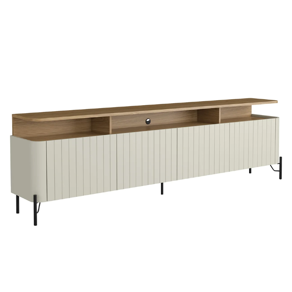 Rack TV 55 Pol 180cm Portas Brise Blen Louro/Luna/Preto I06 - Mpozenato