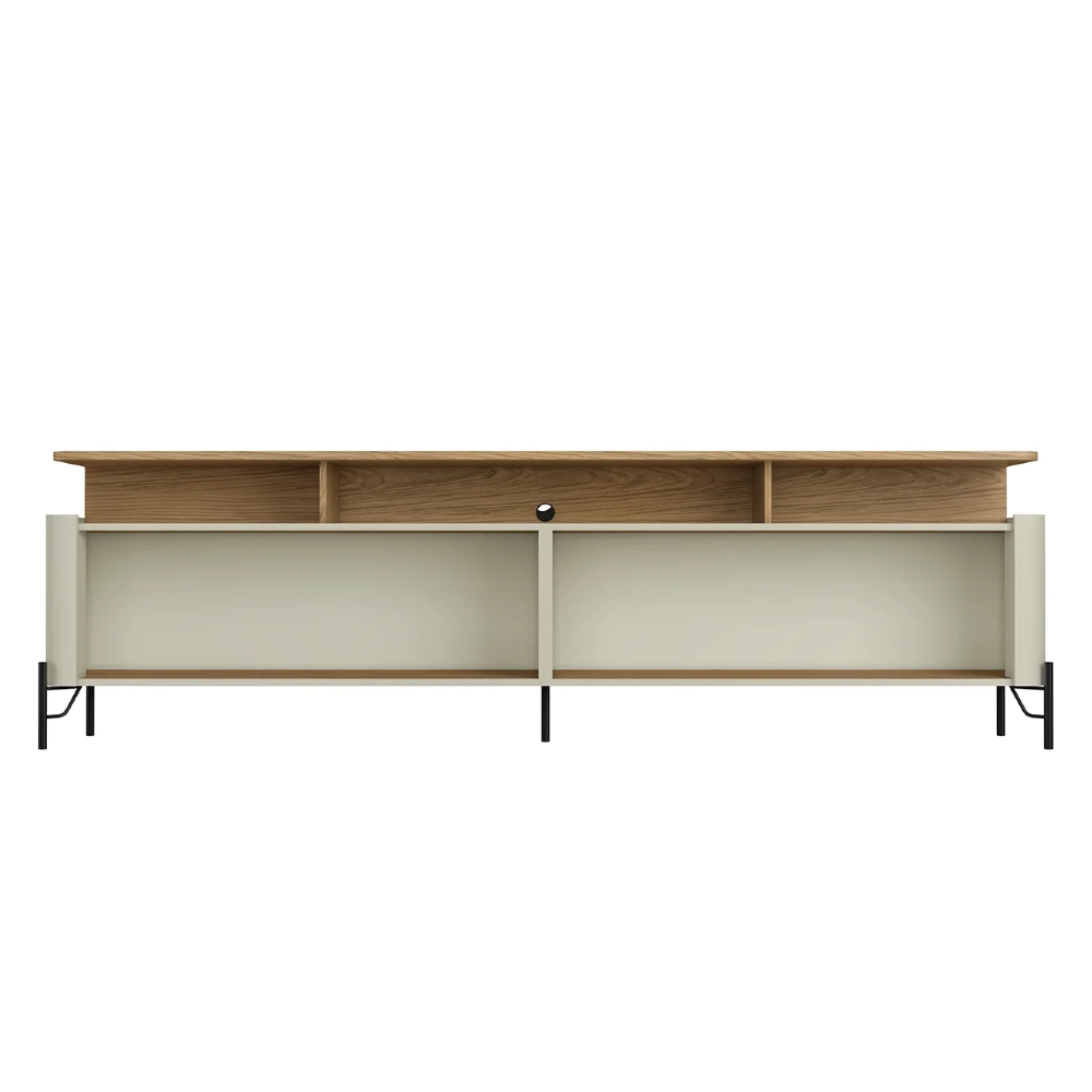 Rack TV 55 Pol 180cm Portas Brise Blen Louro/Luna/Preto I06 - Mpozenato