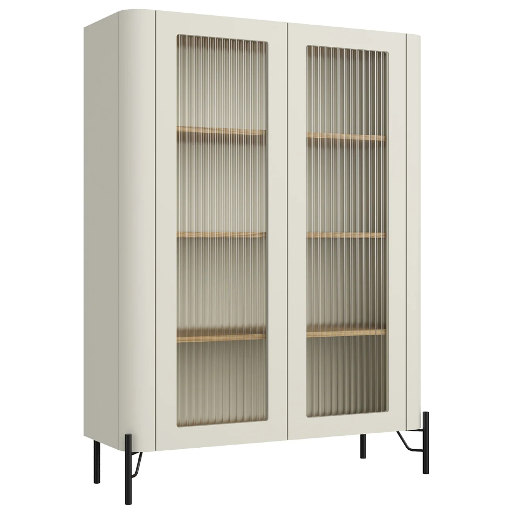 Armário de Cozinha Cristaleira 99cm Blen Louro/Luna/Preto I06 - Mpozenato