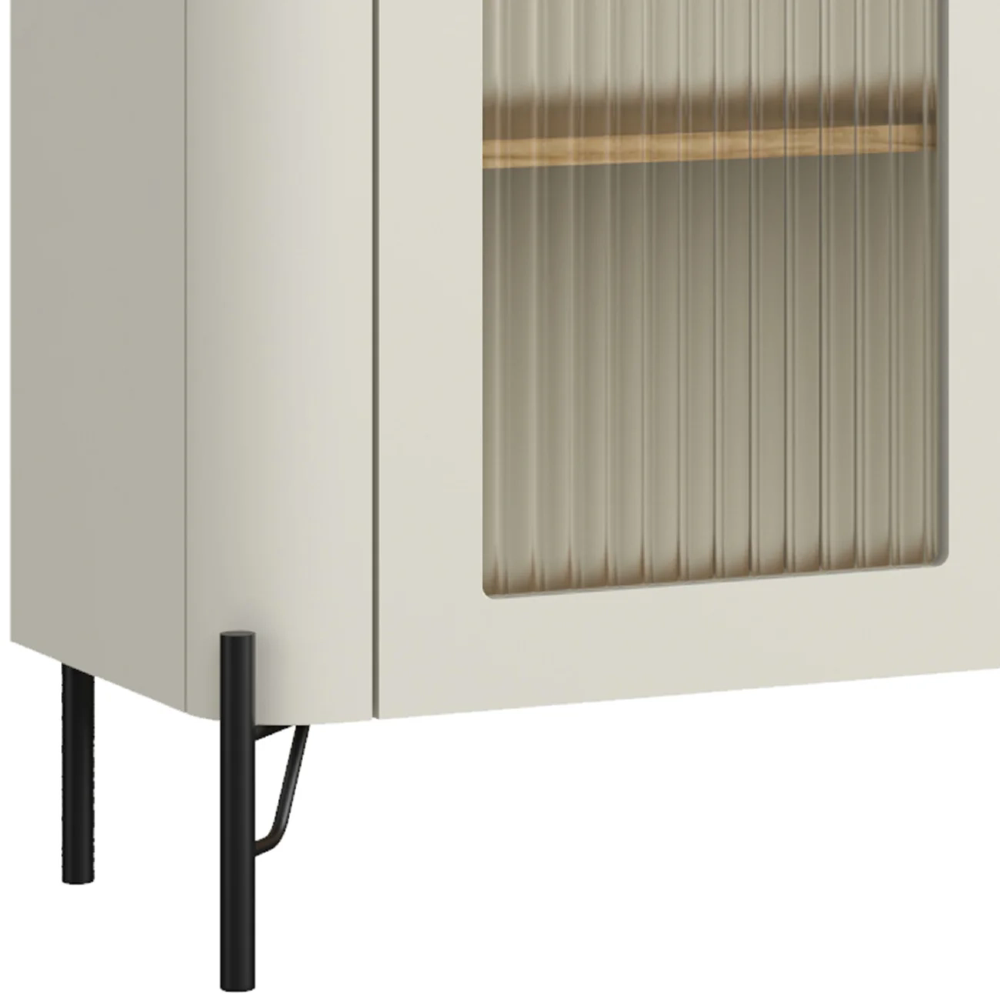 Armário de Cozinha Cristaleira 99cm Blen Louro/Luna/Preto I06 - Mpozenato