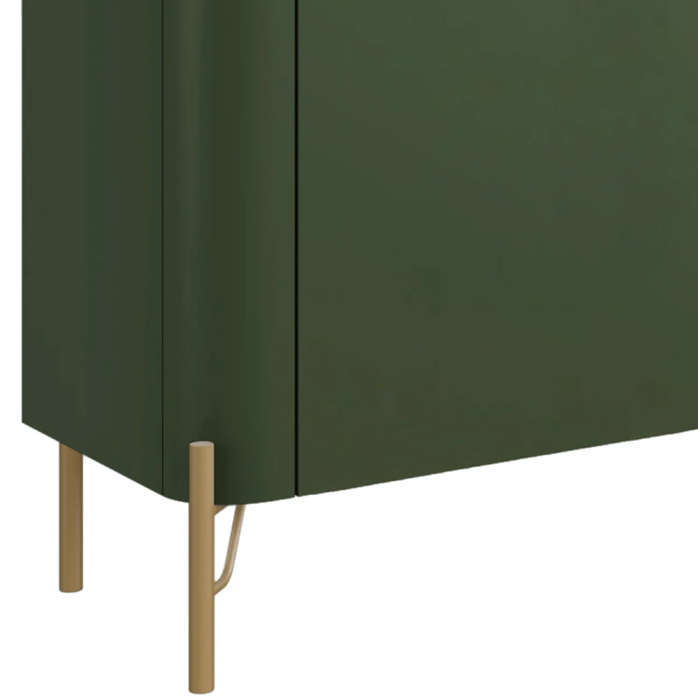 Rack TV 75 Pol 220cm 4 Portas Lisas Blen Musgo/Dourado I06 - Mpozenato