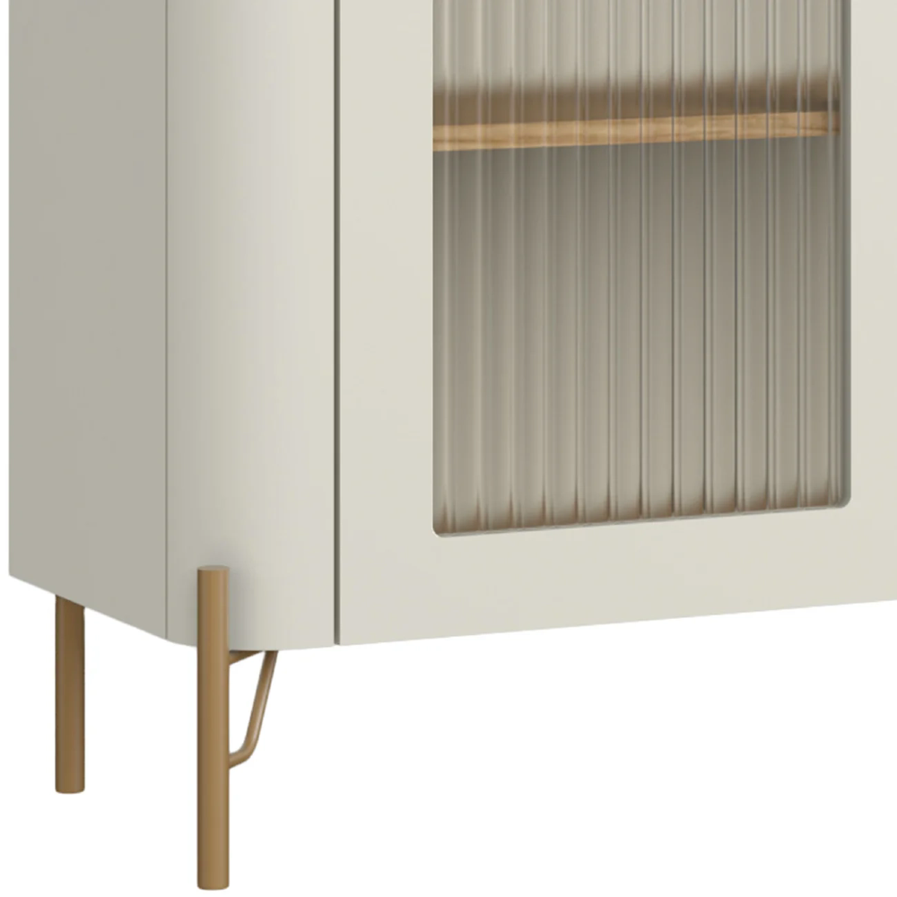 Armário de Cozinha Cristaleira 99cm Blen Louro/Luna/Dourado I06 - Mpozenato