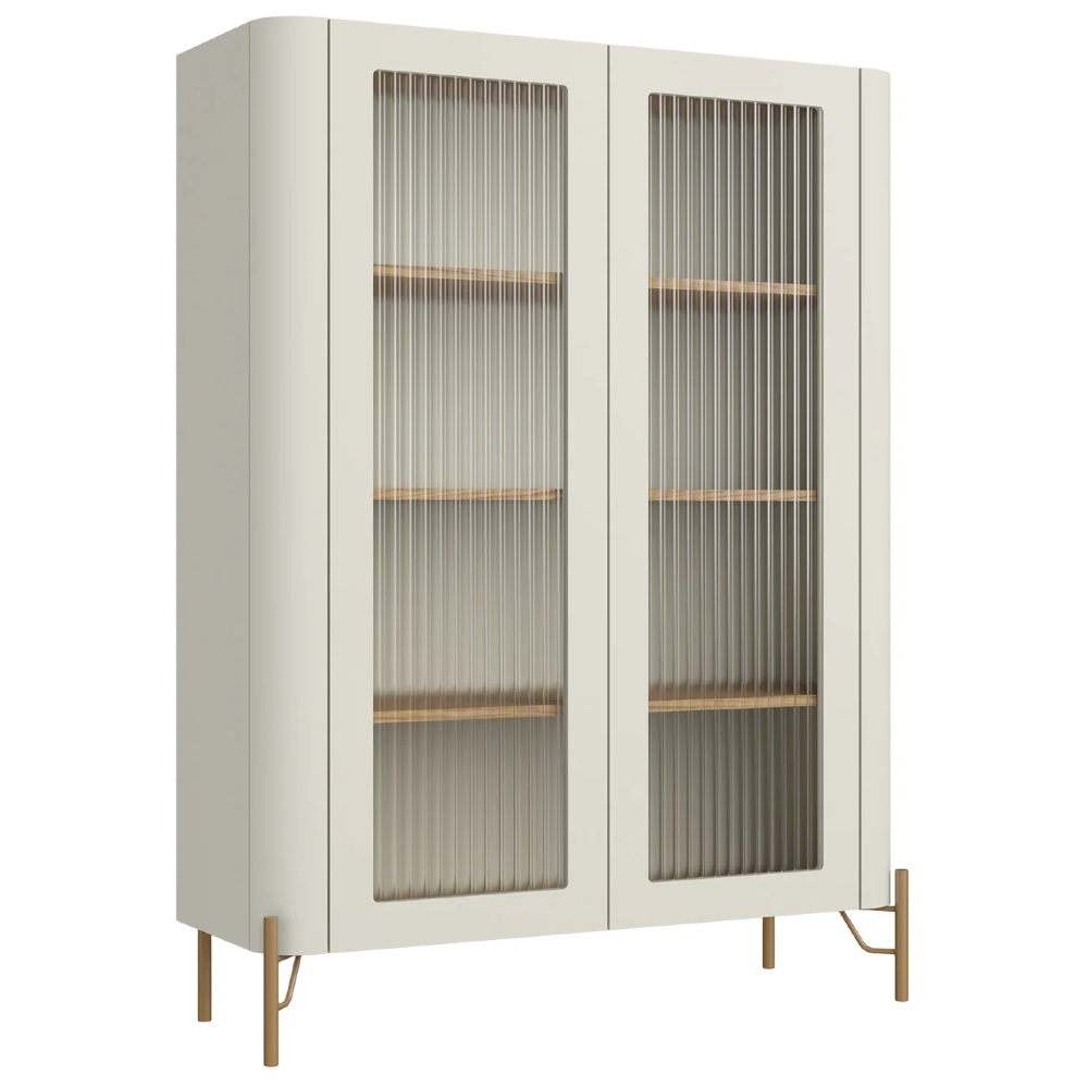 Armário de Cozinha Cristaleira 99cm Blen Louro/Luna/Dourado I06 - Mpozenato