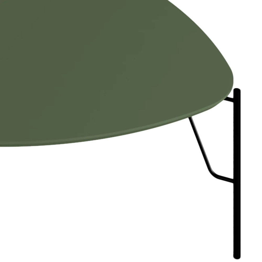 Mesa de Centro Alta Para Sala Pés Metálicos Blen Musgo/Preto I06 - Mpozenato