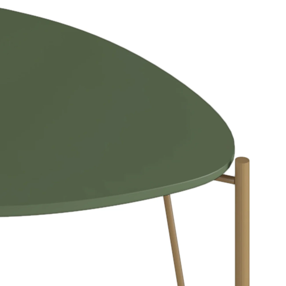 Mesa Lateral Alta Para Sala Pés Metálicos Blen Musgo/Dourado I06 - Mpozenato