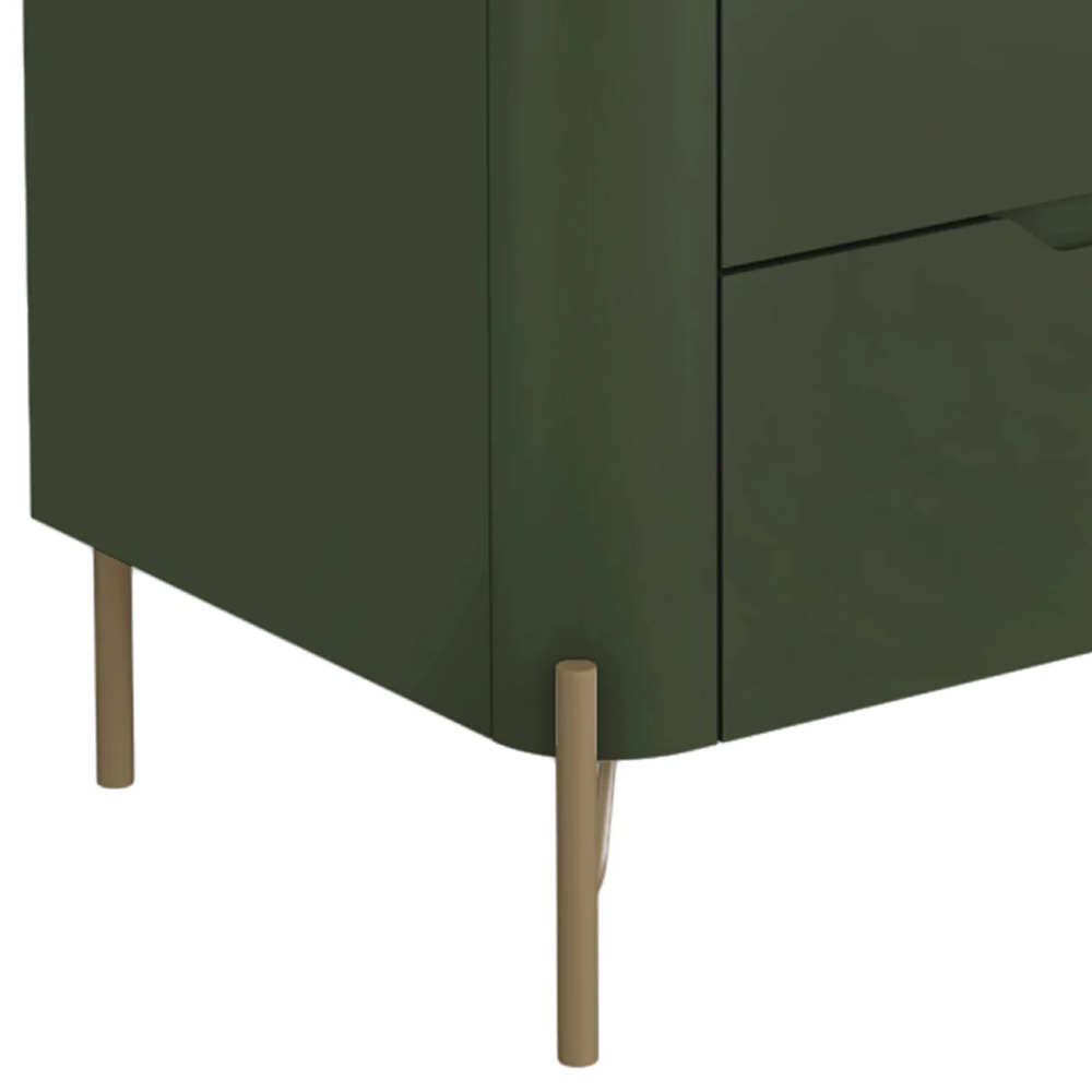 Cômoda Quarto 97cm Solteiro 3 Gavetas Becca Musgo/Dourado I06 - Mpozenato