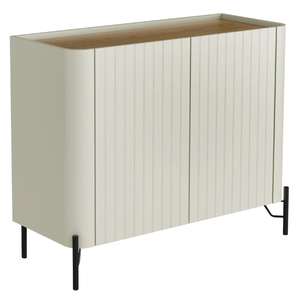Buffet Aparador 99cm 2 Portas Brise Blen Louro/Luna/Preto I06 - Mpozenato