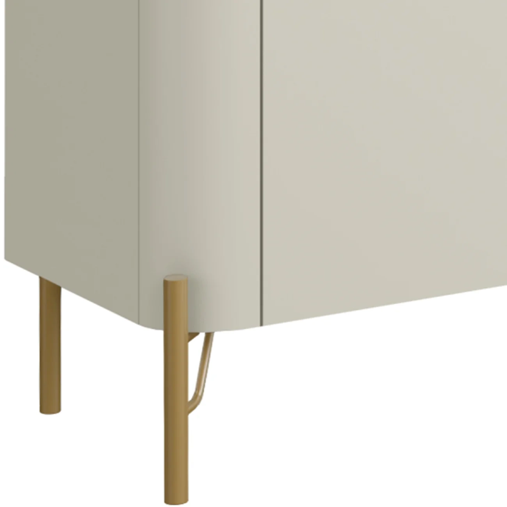 Rack TV 75 Pol 220cm Portas Lisas Blen Louro/Luna/Dourado I06 - Mpozenato