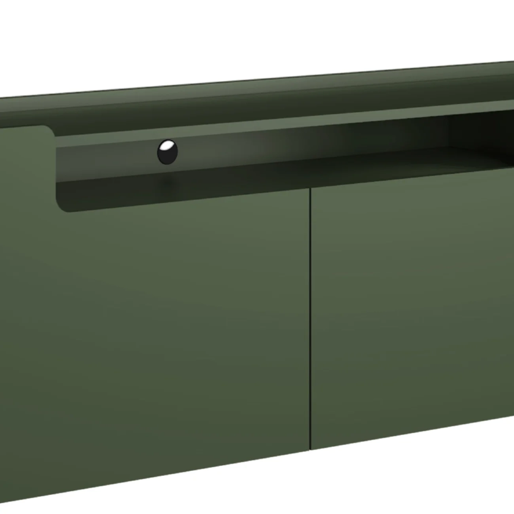 Rack TV 85 Pol 260cm 4 Portas Lisas Blen Musgo/Preto I06 - Mpozenato