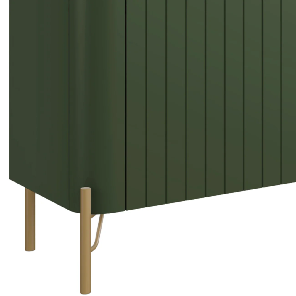 Rack TV 75 Pol 220cm 4 Portas Brise Blen Musgo/Dourado I06 - Mpozenato