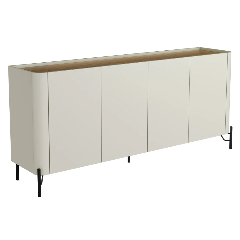 Buffet Aparador 180cm 4 Portas Lisas Blen Louro/Luna/Preto I06 - Mpozenato