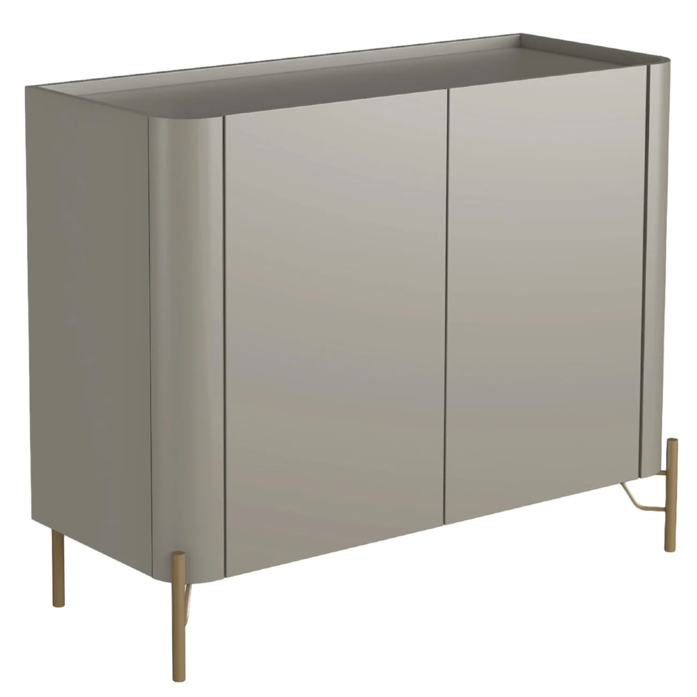 Buffet Aparador 99cm 2 Portas Lisas Blen Grigio/Dourado I06 - Mpozenato
