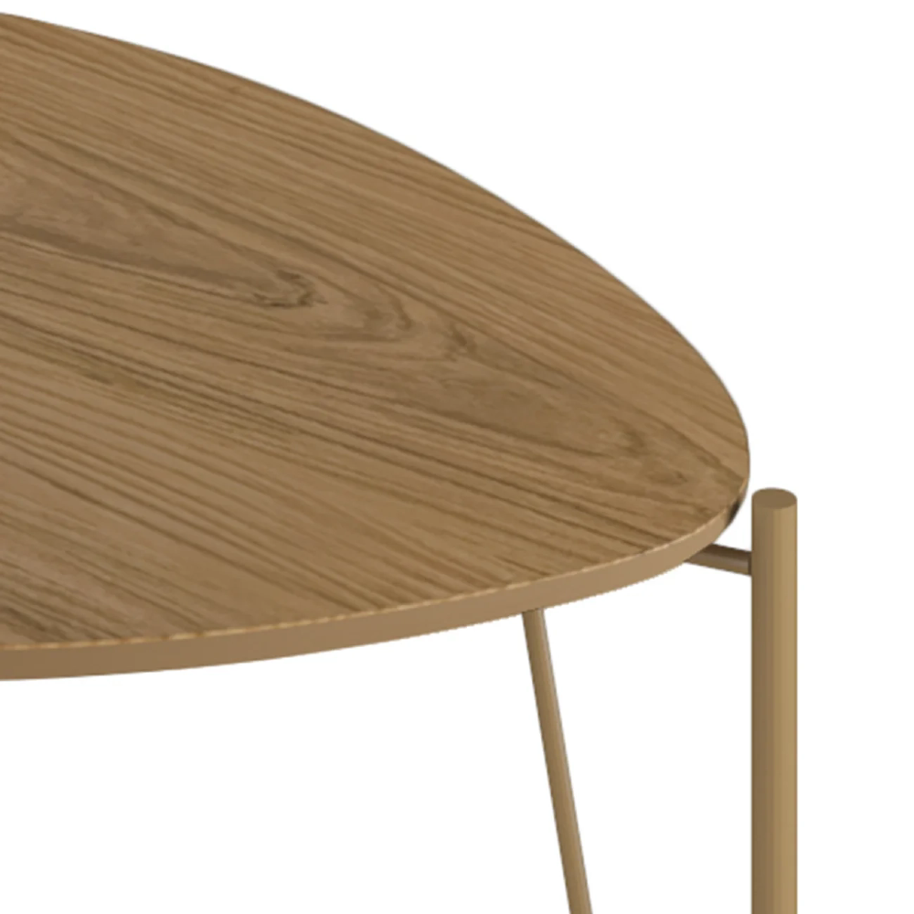 Mesa Lateral Baixa Para Sala Pés Metálicos Blen Louro/Dourado I06 - Mpozenato