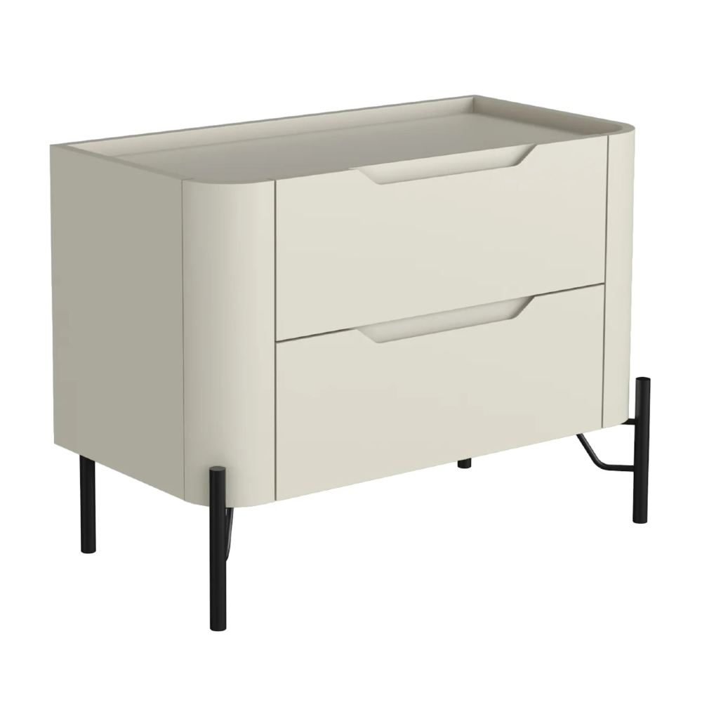 Mesa Cabeceira Quarto 68cm 2 Gavetas Becca Luna/Preto I06 - Mpozenato