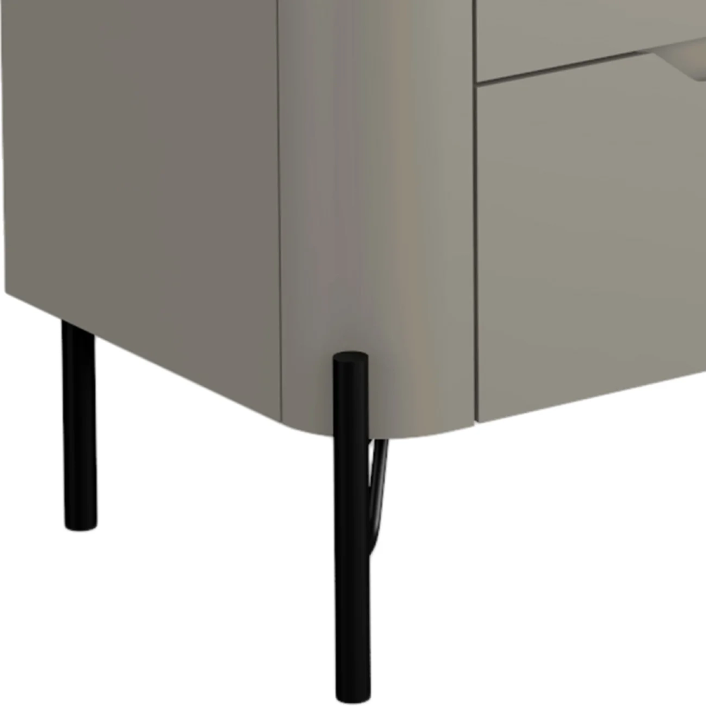 Mesa Cabeceira Quarto 68cm 3 Gavetas Blen Grigio/Preto I06 - Mpozenato