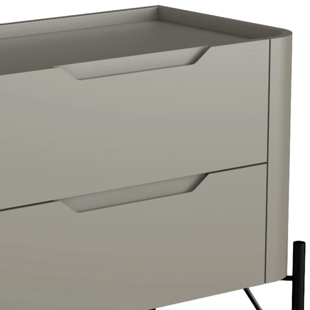 Mesa Cabeceira Para Quarto 68cm Kit 2 Becca Grigio/Preto I06 - Mpozenato
