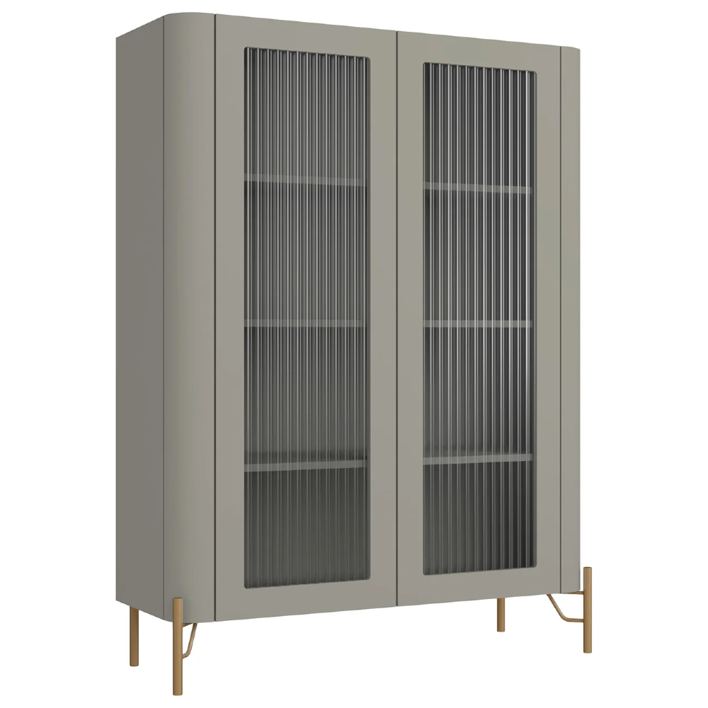 Armário de Cozinha Cristaleira 99cm Blen Grigio/Dourado I06 - Mpozenato