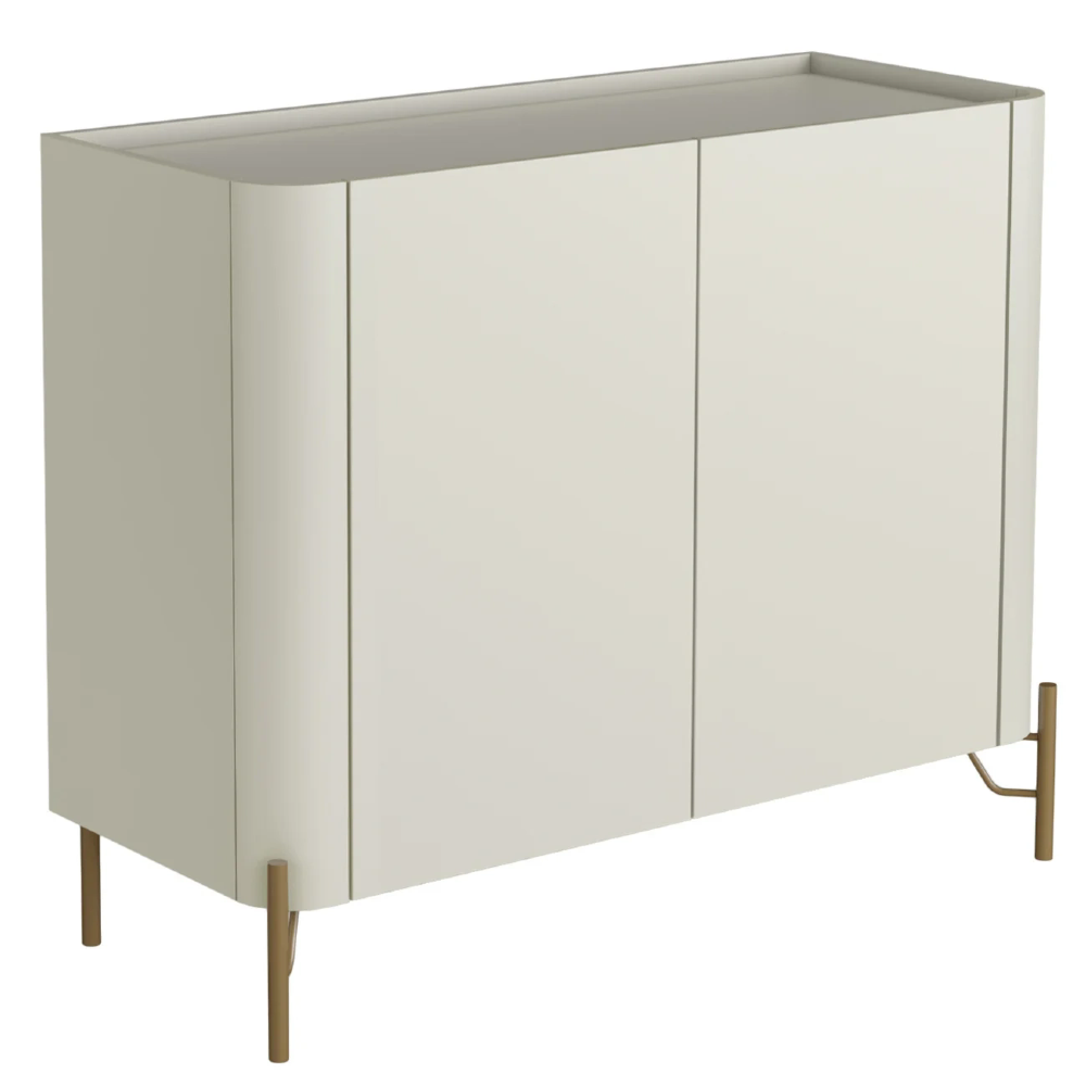 Buffet Aparador 99cm 2 Portas Lisas Blen Luna/Dourado I06 - Mpozenato