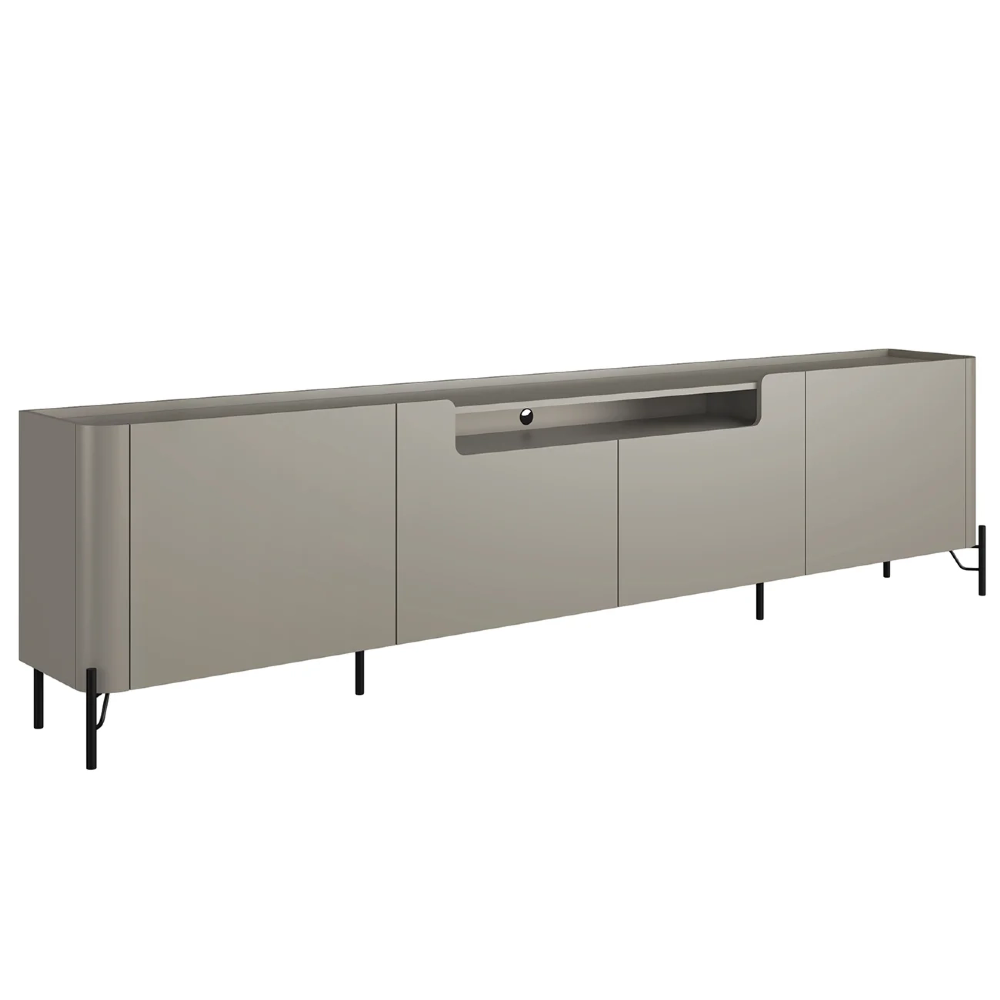 Rack TV 85 Pol 260cm 4 Portas Lisas Blen Grigio/Preto I06 - Mpozenato