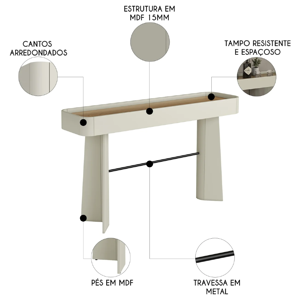 Aparador Sala de Estar Buffet 136cm Blen Louro/Luna/Preto I06 - Mpozenato