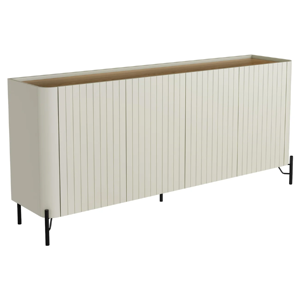 Buffet Aparador 180cm 4 Portas Brise Blen Louro/Luna/Preto I06 - Mpozenato