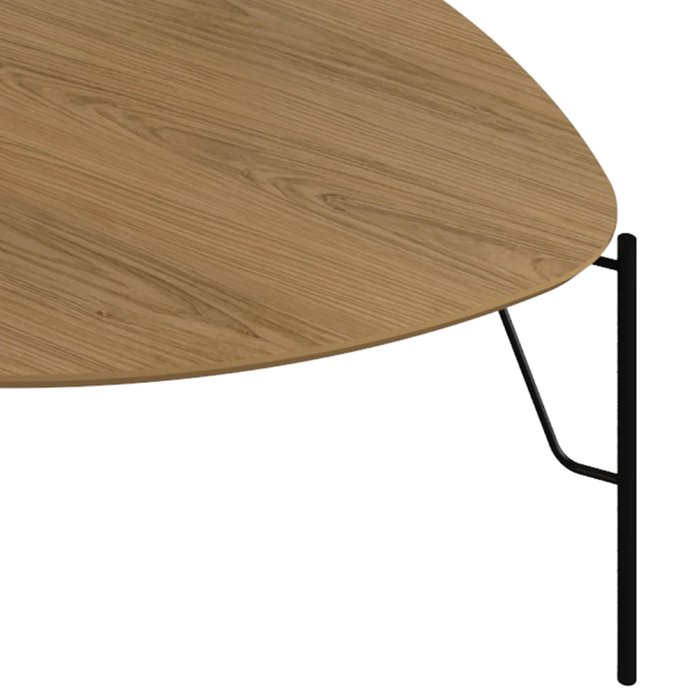 Mesa de Centro Para Sala Pés Metálicos Kit 2 Blen Louro/Preto I06 - Mpozenato