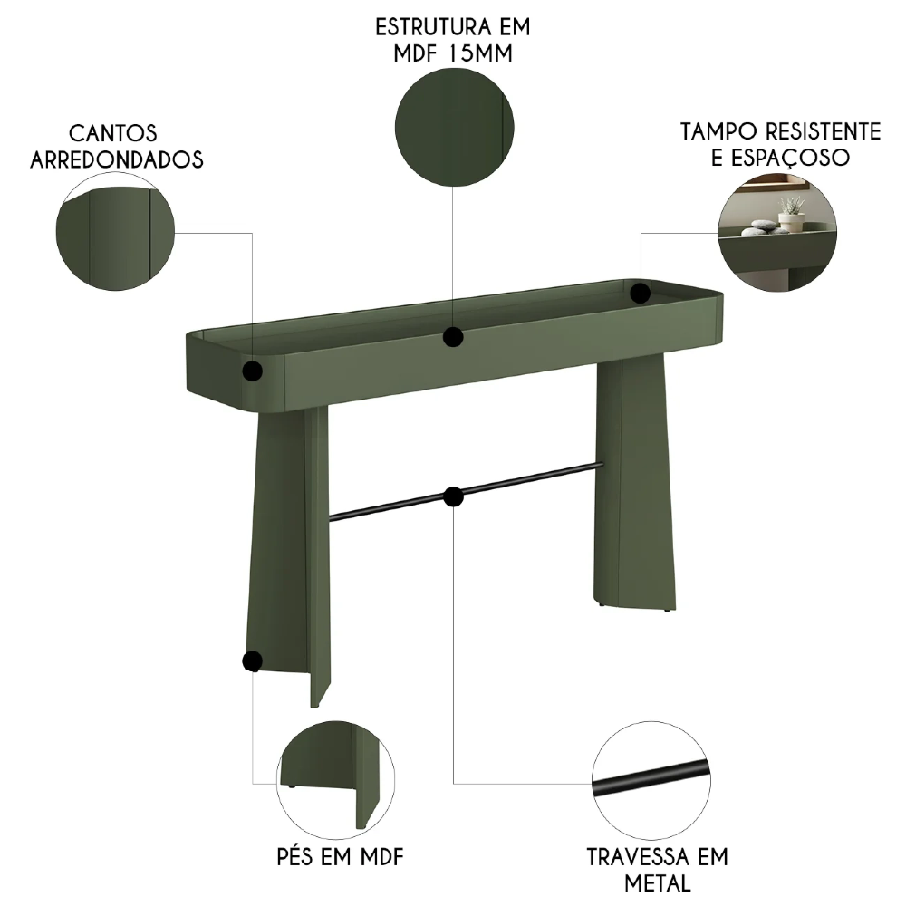 Aparador Sala de Estar Buffet 136cm Blen Musgo/Preto I06 - Mpozenato
