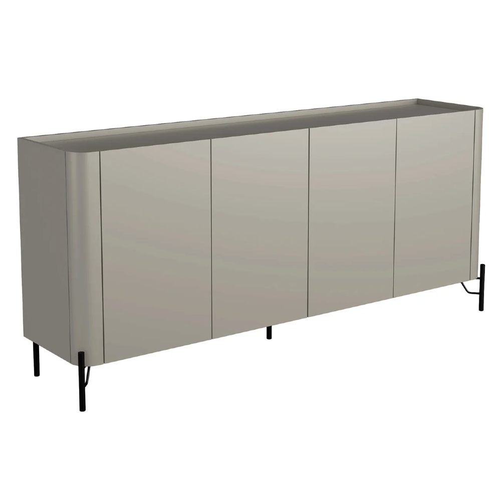 Buffet Aparador 180cm 4 Portas Lisas Blen Grigio/Preto I06 - Mpozenato