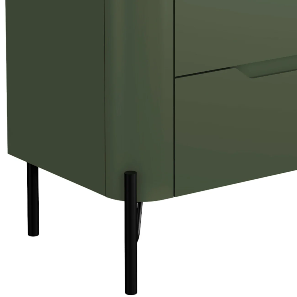 Mesa Cabeceira Quarto 68cm 2 Gavetas Becca Musgo/Preto I06 - Mpozenato