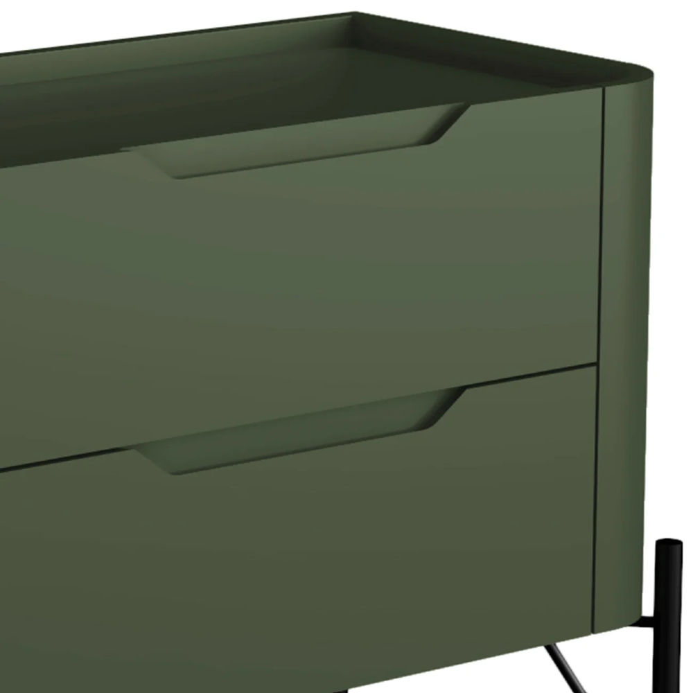 Mesa Cabeceira Quarto 68cm 2 Gavetas Becca Musgo/Preto I06 - Mpozenato