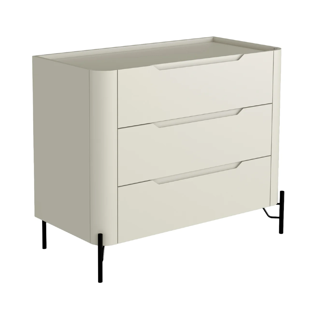 Cômoda Quarto 97cm Solteiro 3 Gavetas Becca Luna/Preto I06 - Mpozenato