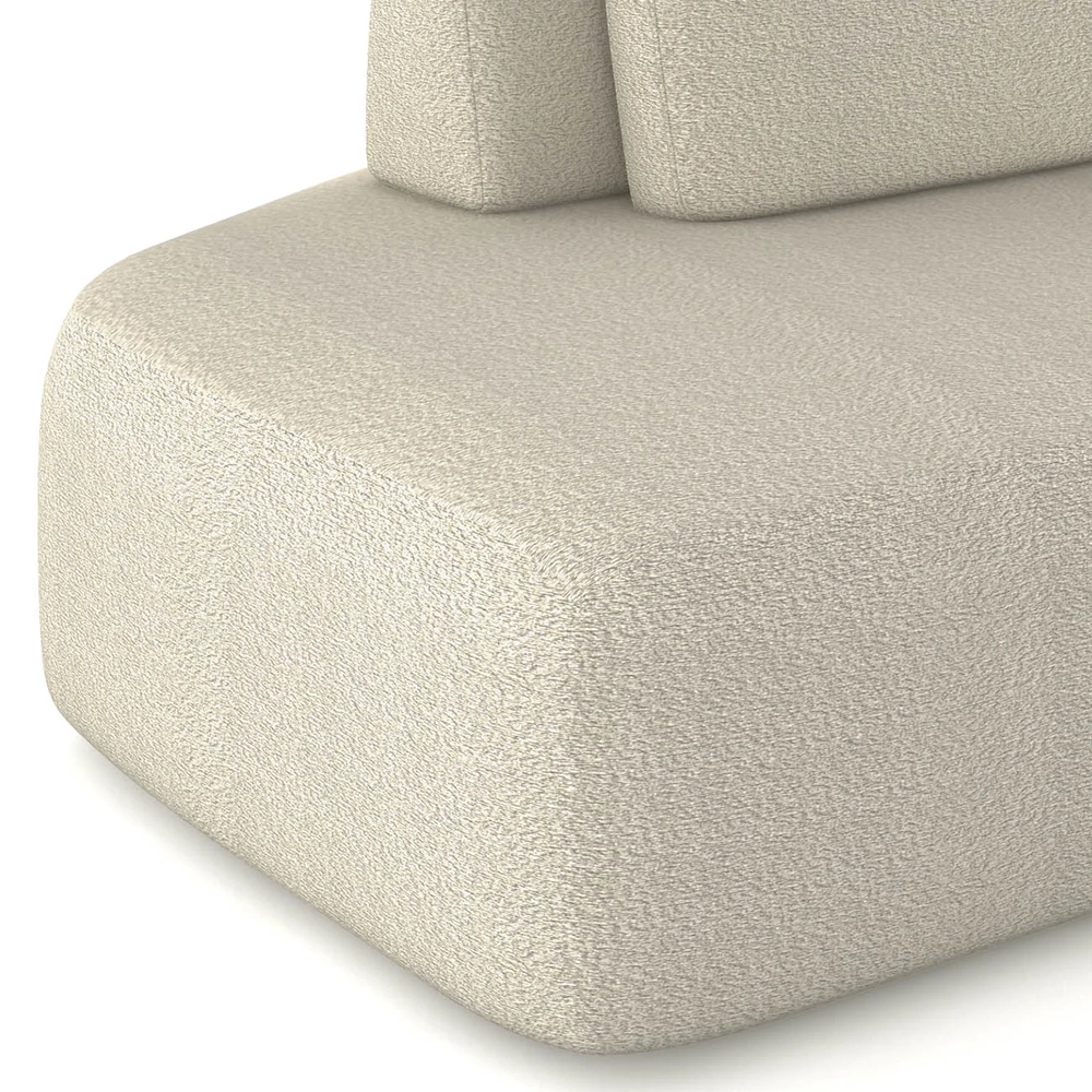 Sofá Ilha Com Chaise 589cm Living Moby Boucle Creme Z08 - Mpozenato