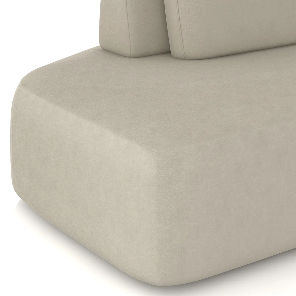 Sofá Ilha Com Chaise 589cm Living Moby Veludo Bege - Mpozenato