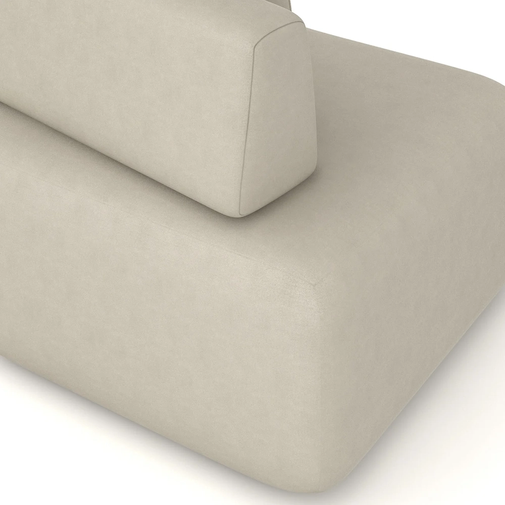 Sofá Ilha Com Chaise 589cm Living Moby Veludo Bege - Mpozenato